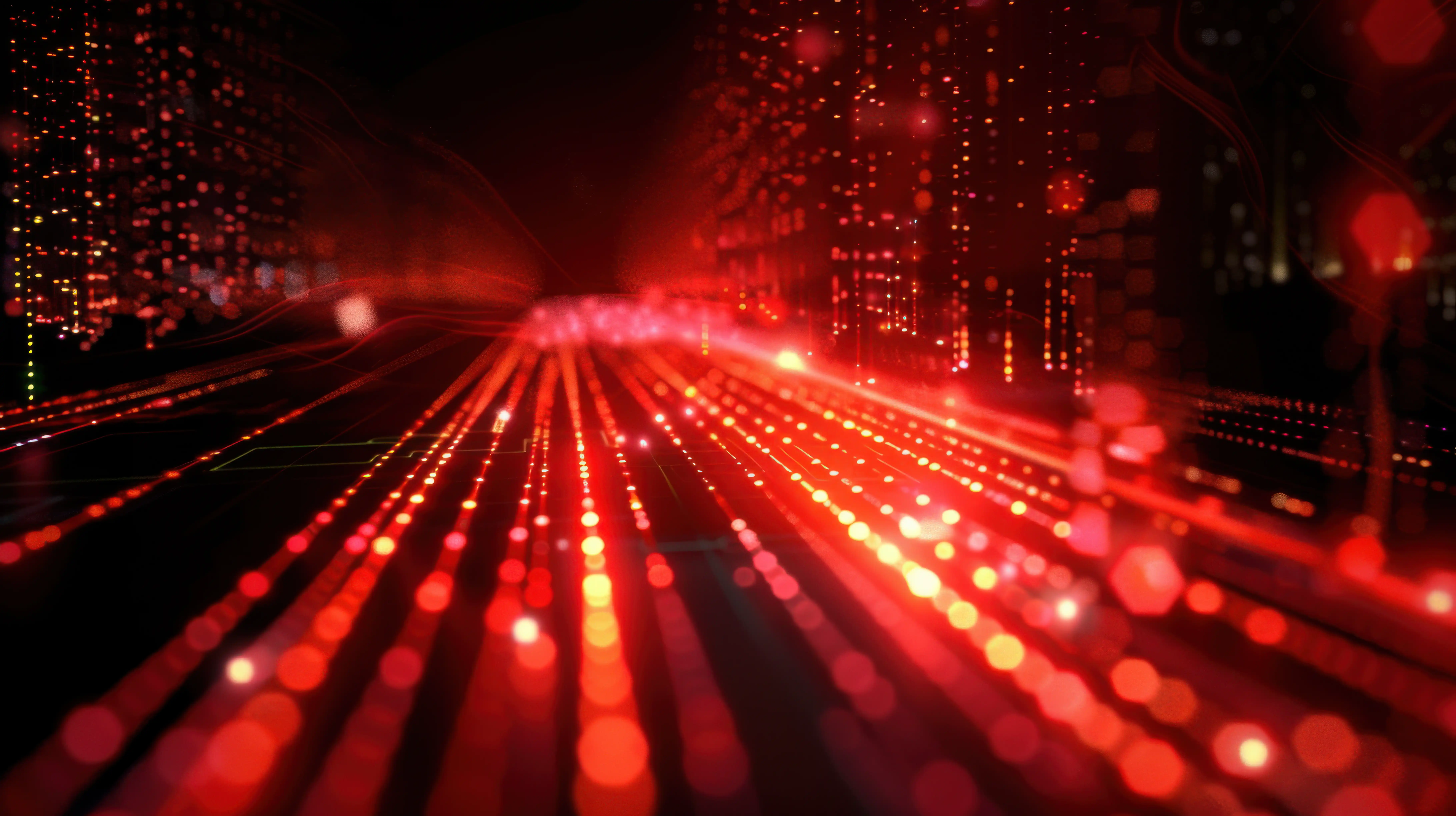 fiber optic light streaks representing high-speed data transmission for scalable enterprise performance by Vehere