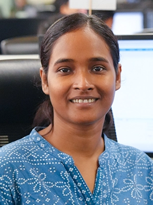 Vehere employee featured in career spotlight inside a modern office environmen