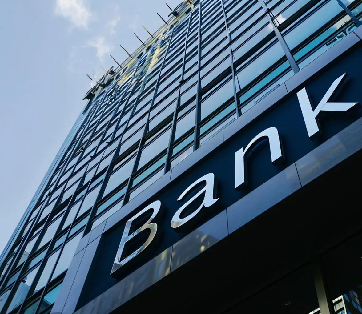 Modern commercial bank building representing a banking cybersecurity case study on securing financial institutions against cyber threats.